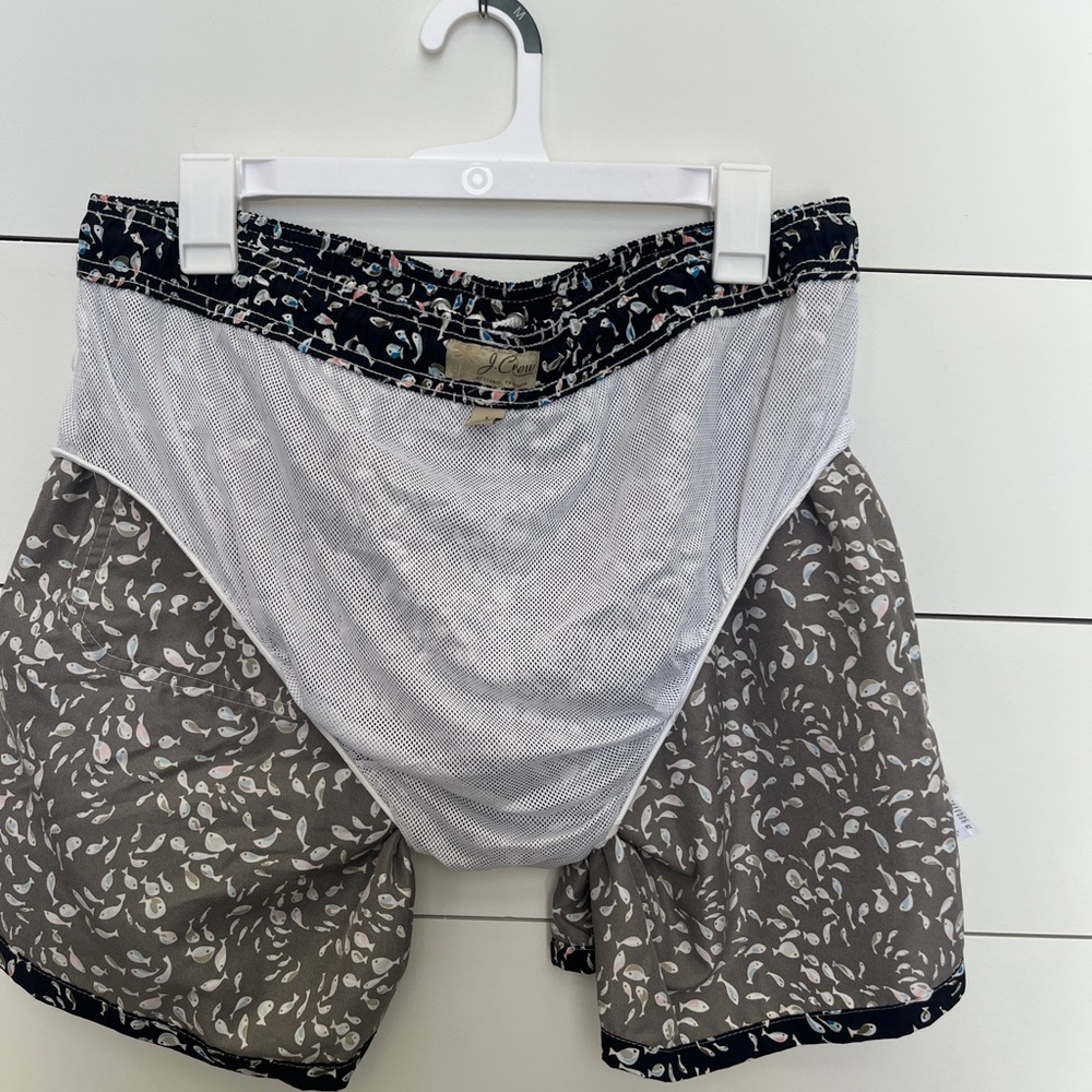 J. Crew Navy Swim Trunks with Colorful Pattern - Picture 6 of 7